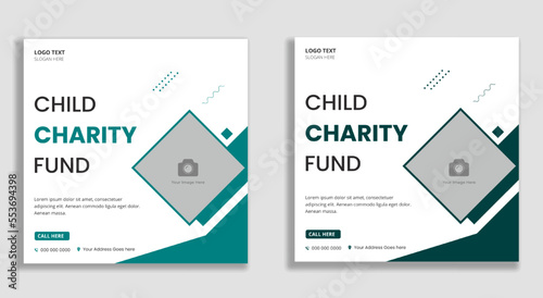 Child charity fund social media and web banner template