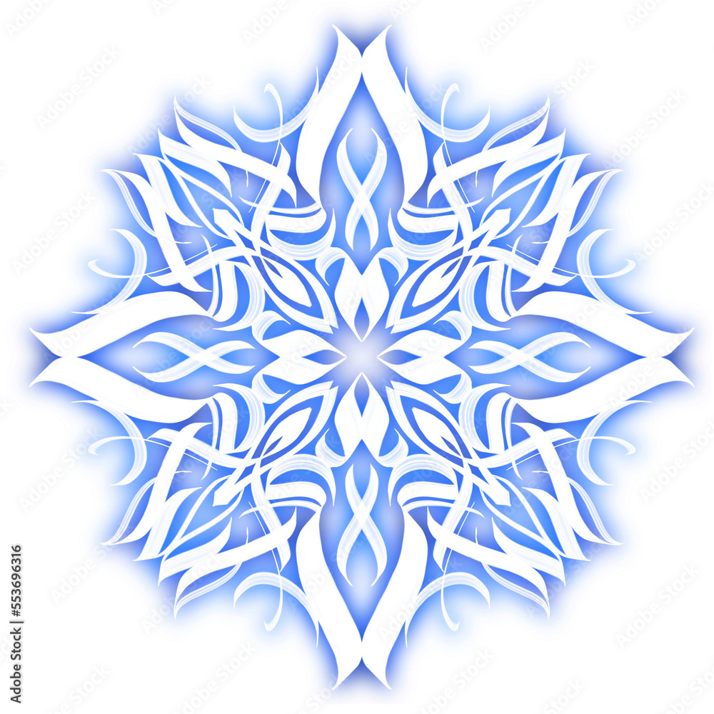 Snowflake Blue Raster Calligraphy 17