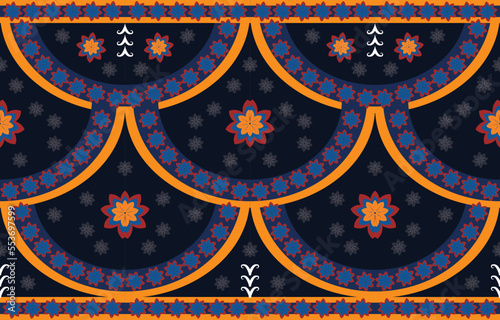 American fabric pattern design. Use geometry to create a fabric pattern. Design for textile industry, background, carpet, wallpaper, clothing