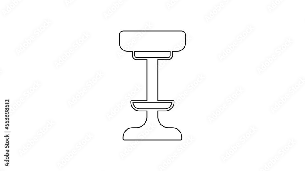 Black line Chair icon isolated on white background. 4K Video motion graphic animation Black line Chair icon isolated on white background. 4K Video motion graphic animation