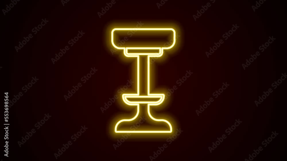 Glowing neon line Chair icon isolated on black background. 4K Video motion graphic animation Glowing neon line Chair icon isolated on black background. 4K Video motion graphic animation