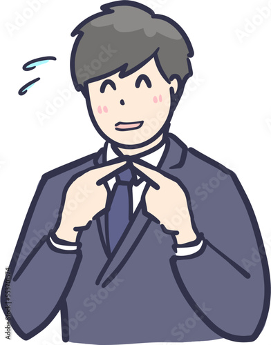 ちょっといいかな　ともじもじする学生服男性のイラスト