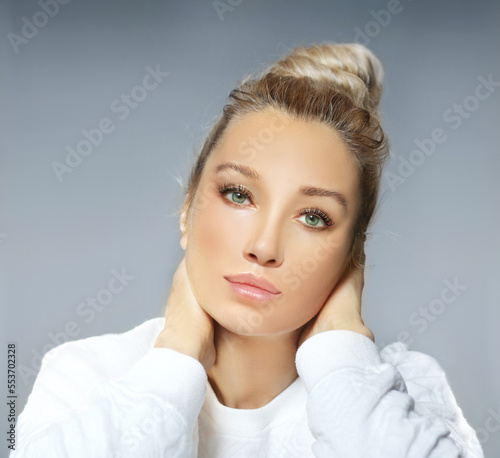 Shot of a beautiful woman.Middle aged woman portrait, cosmetology concept.