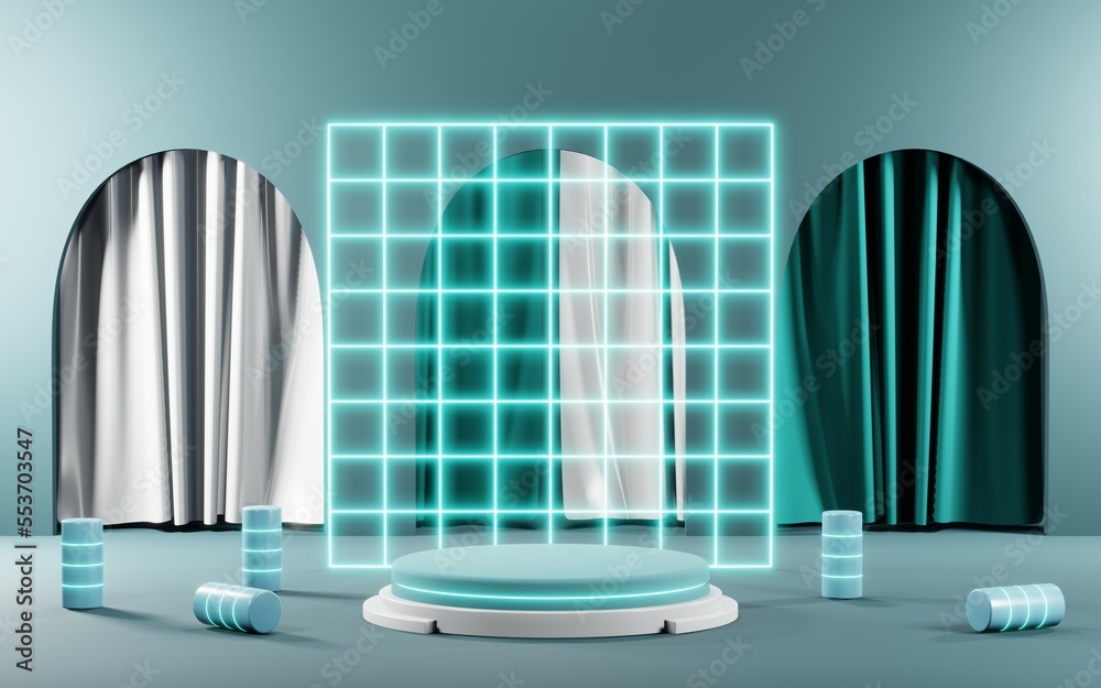 3D render of Podium background in blue tones for displaying cream products. cosmetics 3D render of Podium background in blue tones for displaying cream products. cosmetics