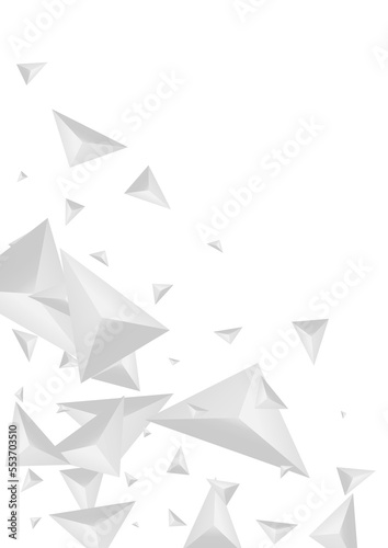 Greyscale Element Background White Vector. Crystal Blank Design. Hoar Creative Illustration. Shard Isolated. Silver Origami Tile.