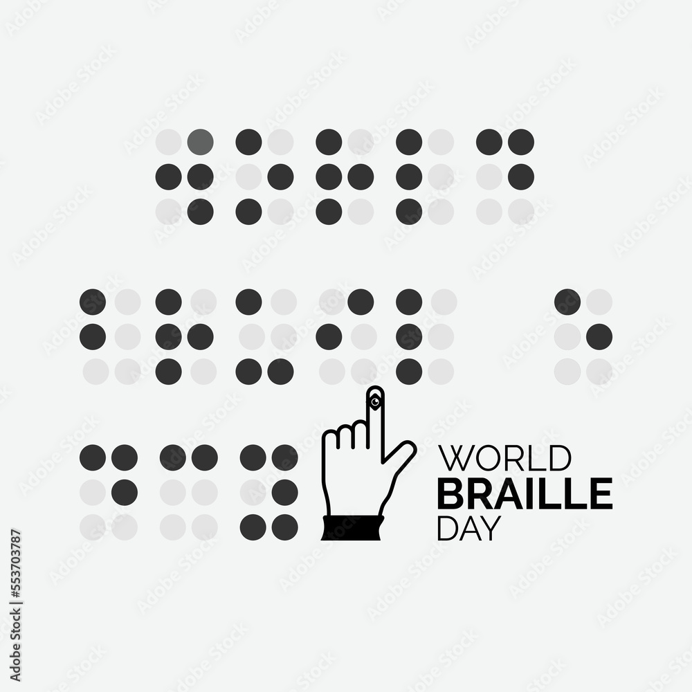 Obraz premium Vector illustration ,World Braille day is observed every year on January 4.white background