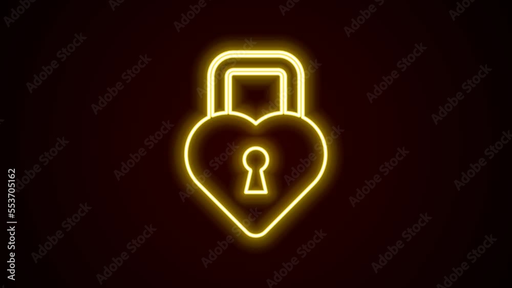 Glowing neon line Castle in the shape of a heart icon isolated on black background. Locked Heart. Love symbol and keyhole sign. Happy Valentines day. 4K Video motion graphic animation Glowing neon line Castle in the shape of a heart icon isolated on black background. Locked Heart. Love symbol and keyhole sign. Happy Valentines day. 4K Video motion graphic animation