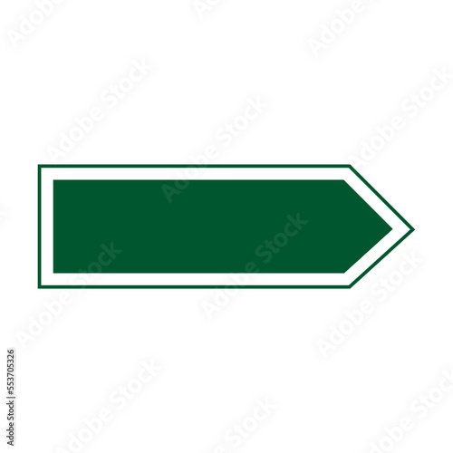 Road sign on metal post vector illustration. Direction arrow isolated on white background