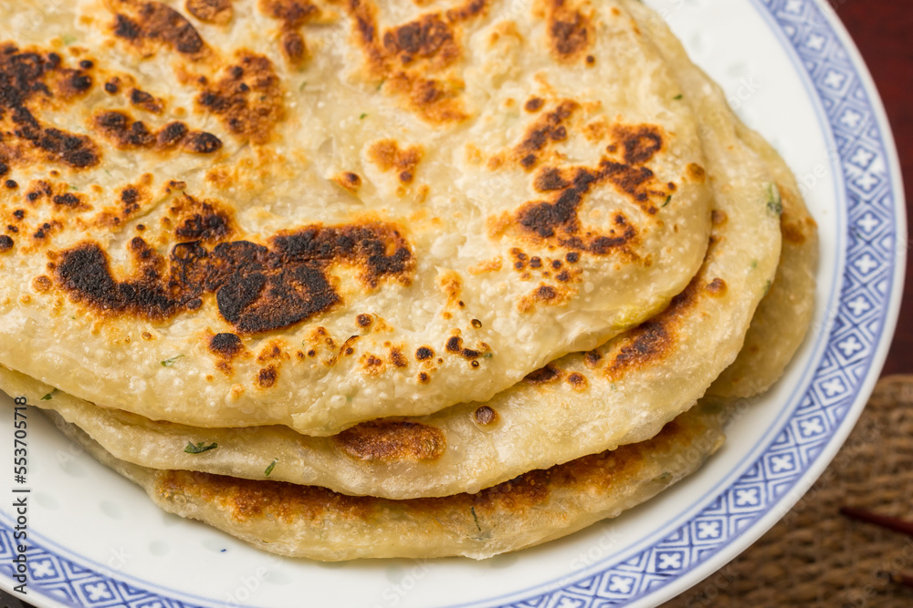 Traditional chinese pancakes on a plate