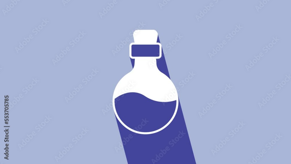 White Bottle with love potion icon isolated on purple background. Happy Valentines day. 4K Video motion graphic animation White Bottle with love potion icon isolated on purple background. Happy Valentines day. 4K Video motion graphic animation