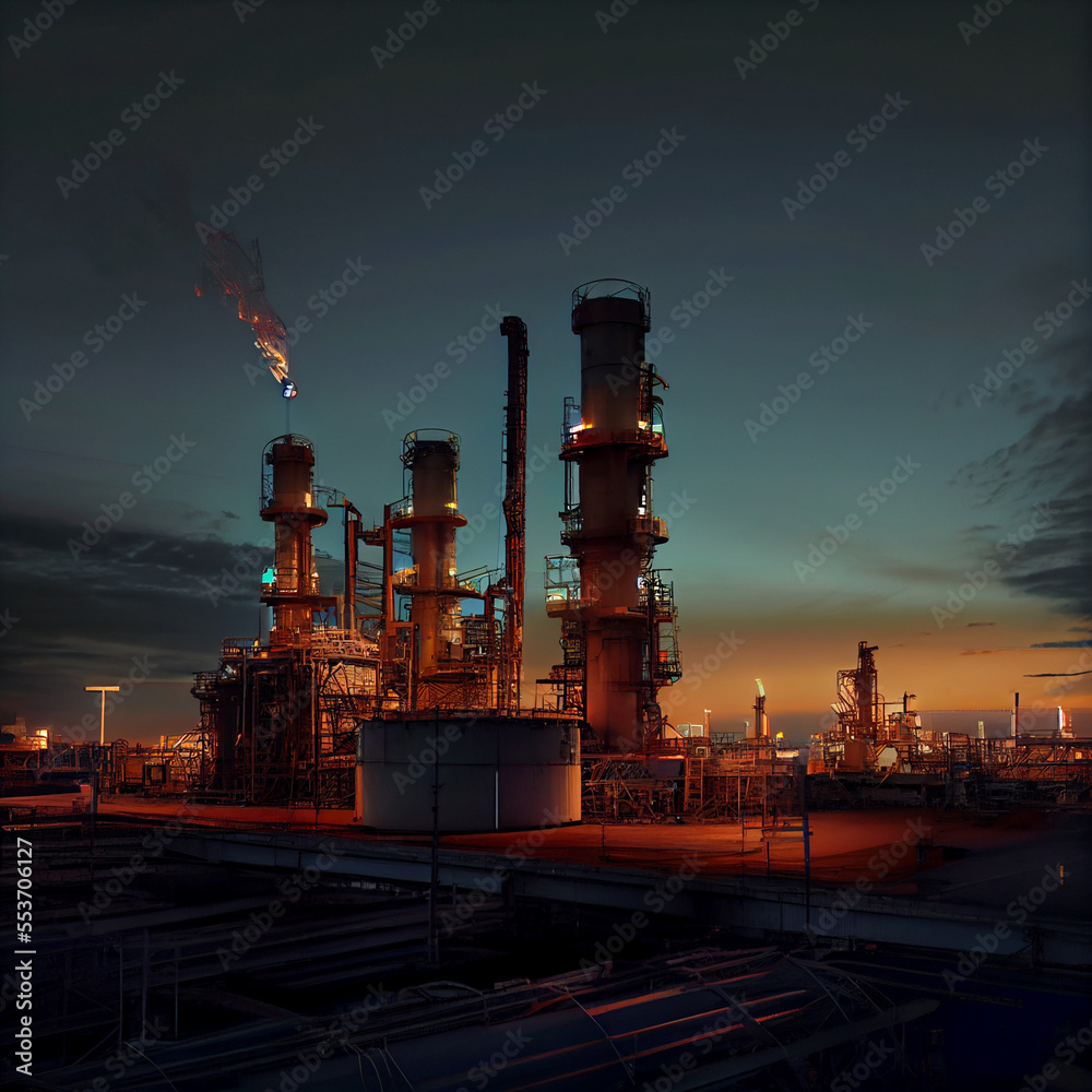 Obraz premium oil refinery at night