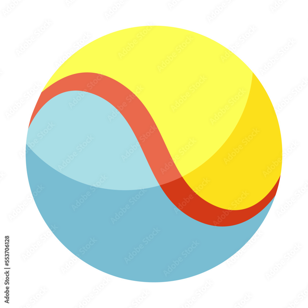 Rubber ball. Item for animal store. Vector illustration of accessories for pet, food for cats and dogs isolated on white. Pet shop Rubber ball. Item for animal store. Vector illustration of accessories for pet, food for cats and dogs isolated on white. Pet shop