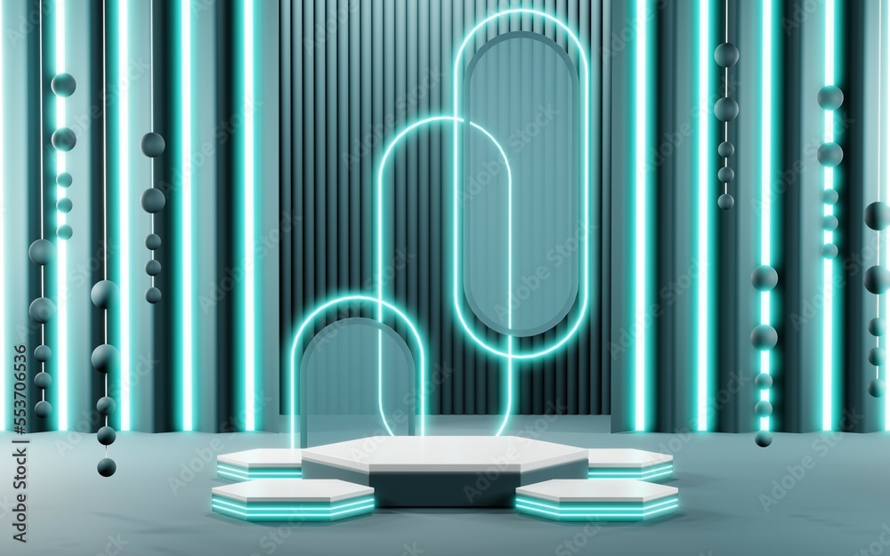 3D render of Podium background in blue tones for displaying cream products. cosmetics 3D render of Podium background in blue tones for displaying cream products. cosmetics