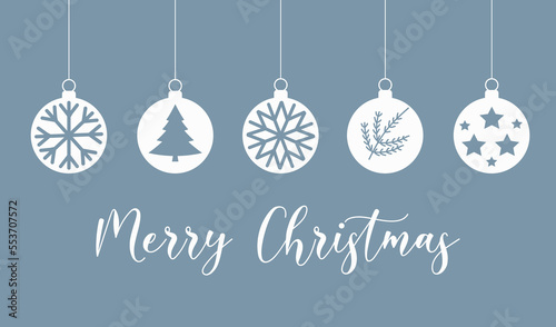 Merry Christmas card with hanging ball decoration