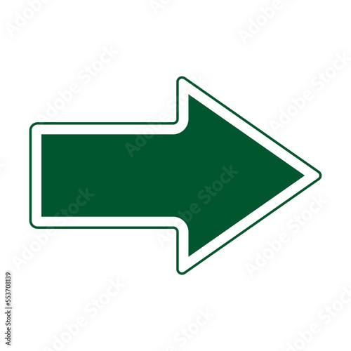 Highway road right turn sign on metal post vector illustration. Direction arrow isolated on white background