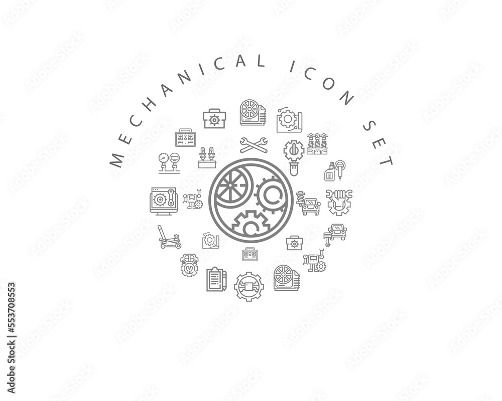 Vector mechanical icon set 