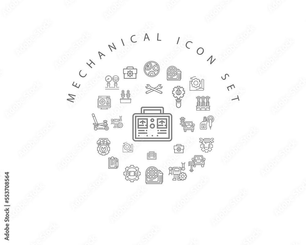 Vector mechanical icon set 