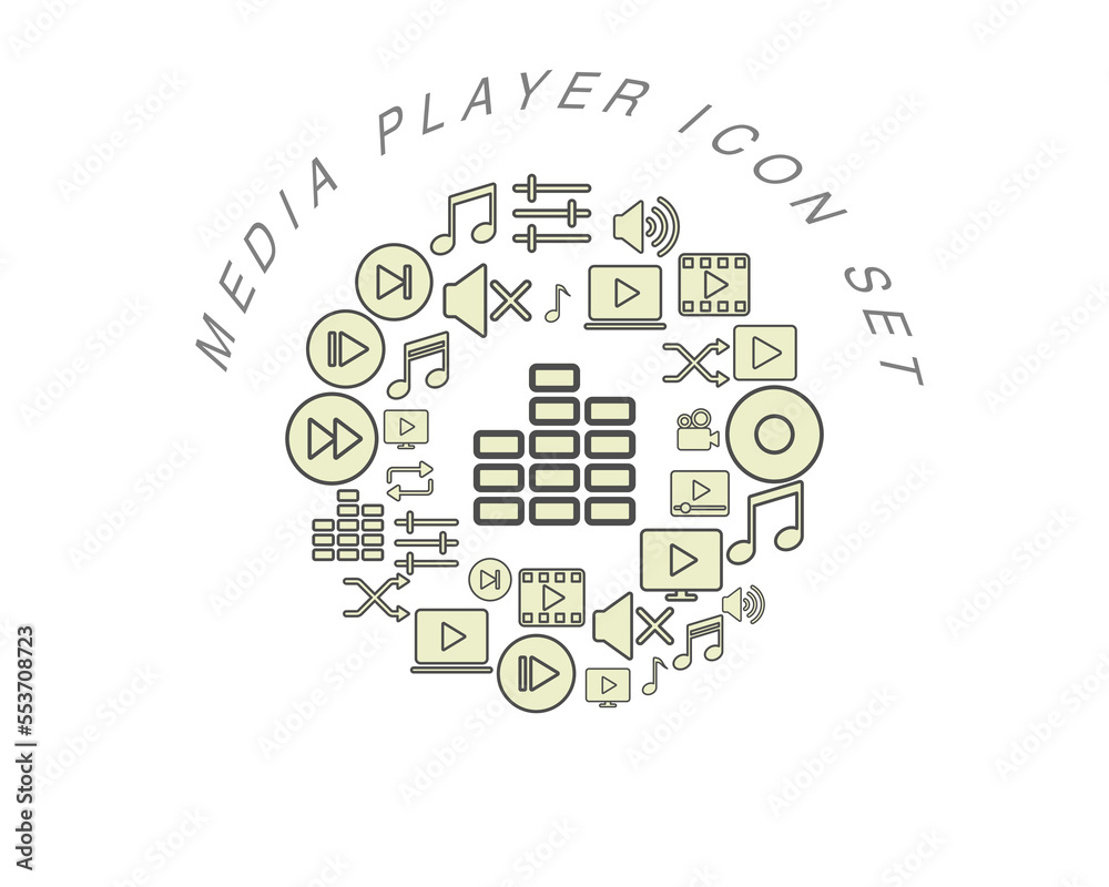 Vector media player icon set