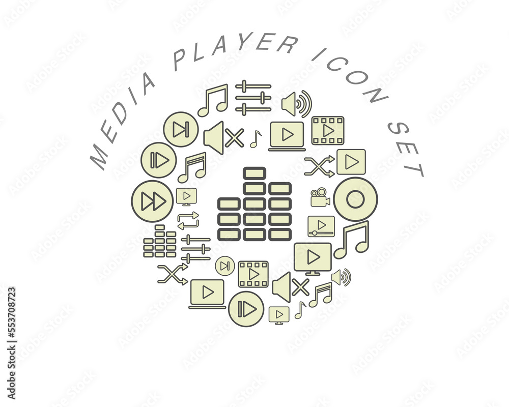 Vector media player icon set Vector media player icon set
