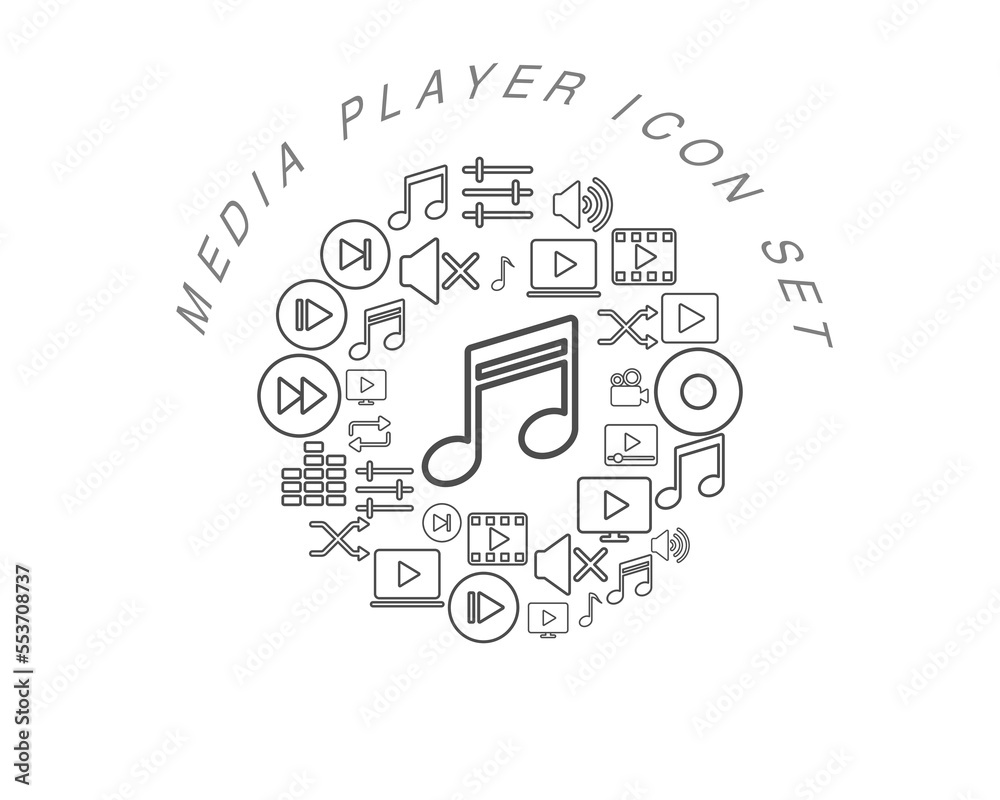 Vector media player icon set Vector media player icon set