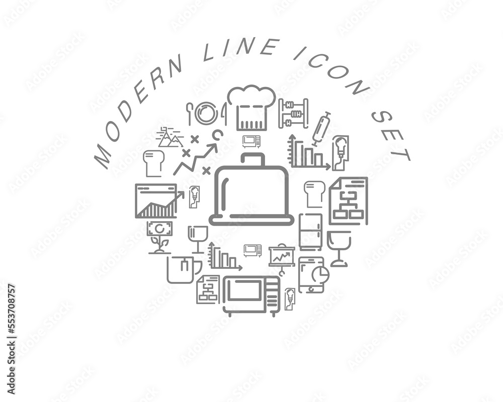 Vector modern line icon set