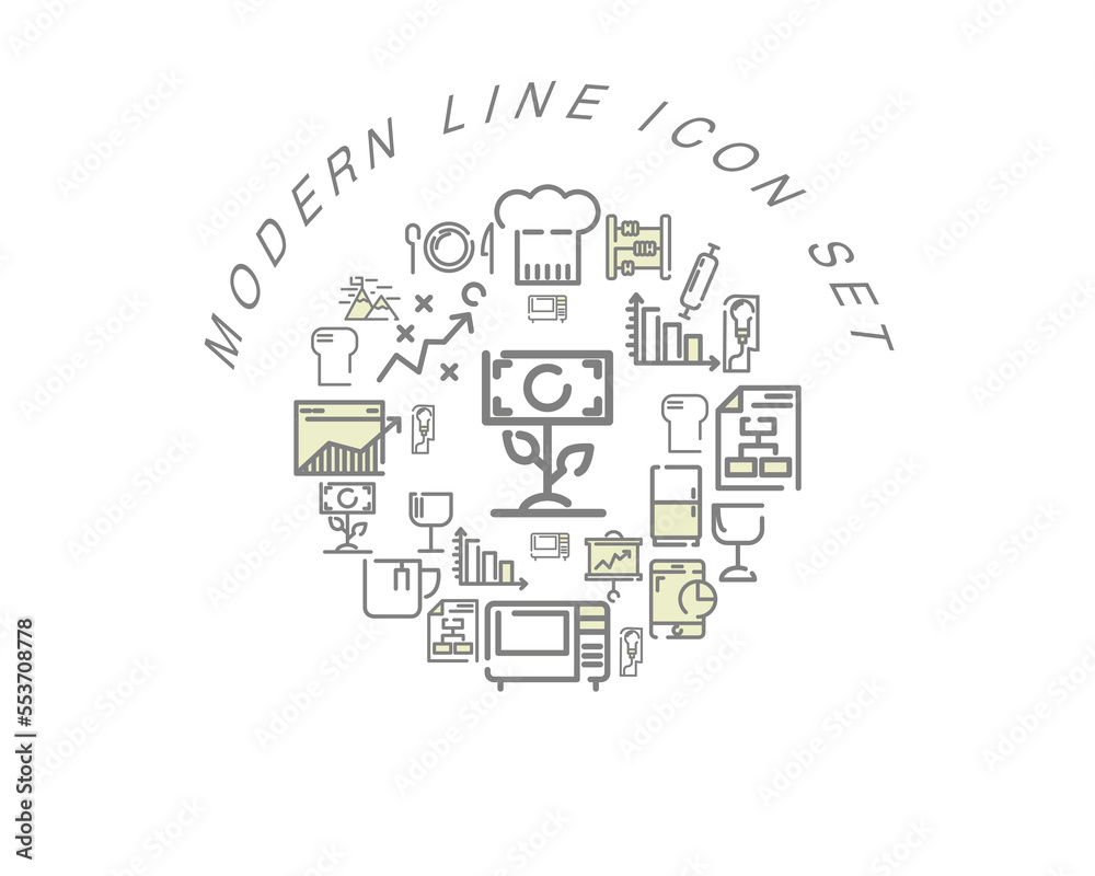 Vector modern line icon set