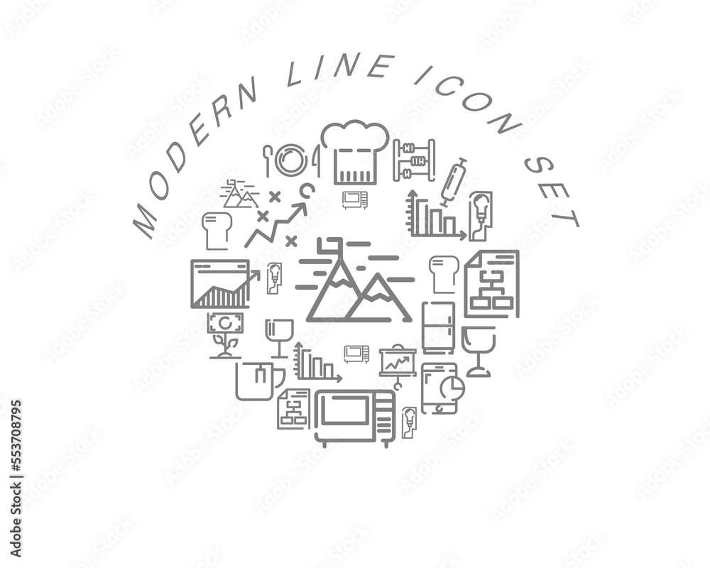 Vector modern line icon set