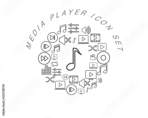 Vector media player icon set