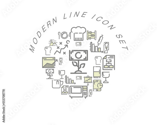 Vector modern line icon set © designhill