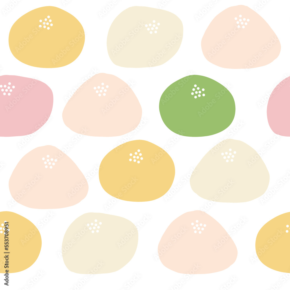 Daifuku mochi Japanese sweet tasty food. Cute hand drawn vector illustration Daifuku mochi Japanese sweet tasty food. Cute hand drawn vector illustration