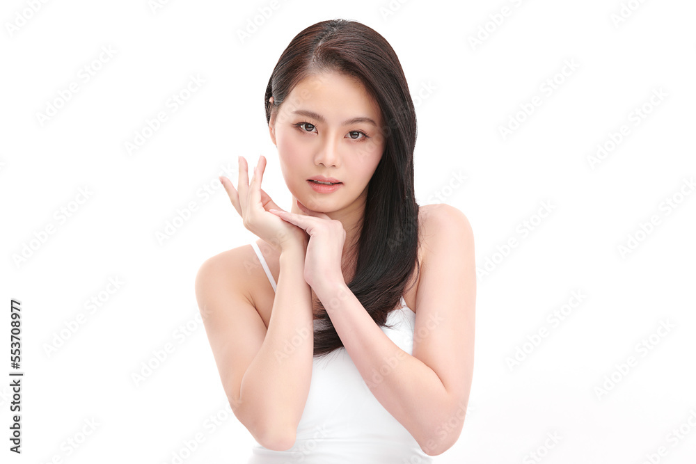 Beautiful young asian woman with clean fresh skin on white background, Face care, Facial treatment, Cosmetology, beauty and spa, Asian women portrait. Beautiful young asian woman with clean fresh skin on white background, Face care, Facial treatment, Cosmetology, beauty and spa, Asian women portrait.