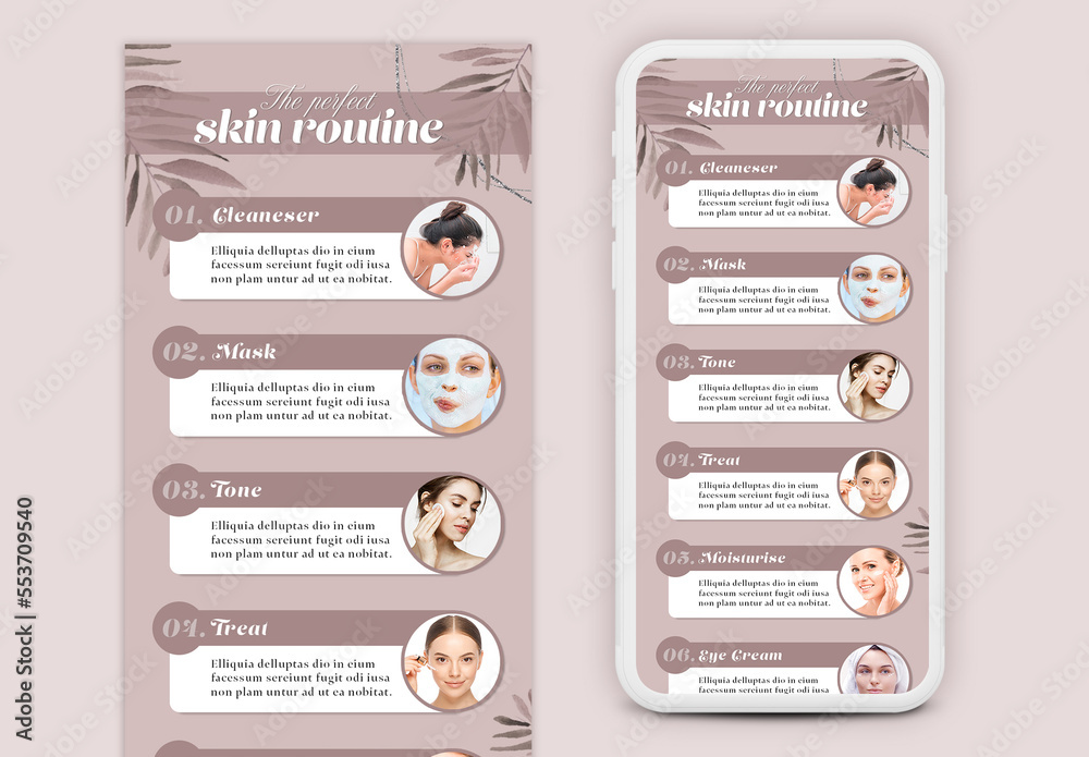 Minimal Skin Routine Infographic Stock Template | Adobe Stock