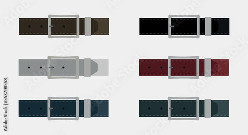 Trouser belt vector set. Accessories