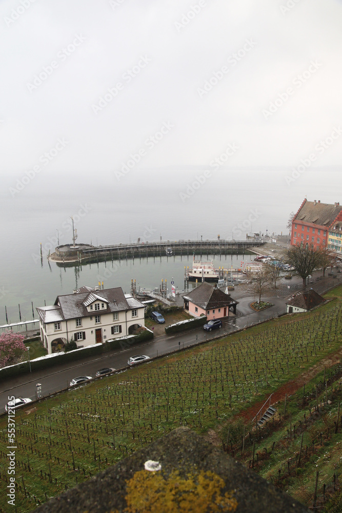 The embankment and harbor in Meersburg, Germany