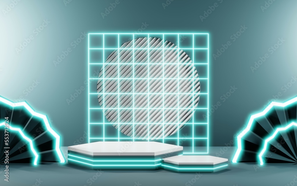 3D render of Podium background in blue tones for displaying cream products. cosmetics 3D render of Podium background in blue tones for displaying cream products. cosmetics