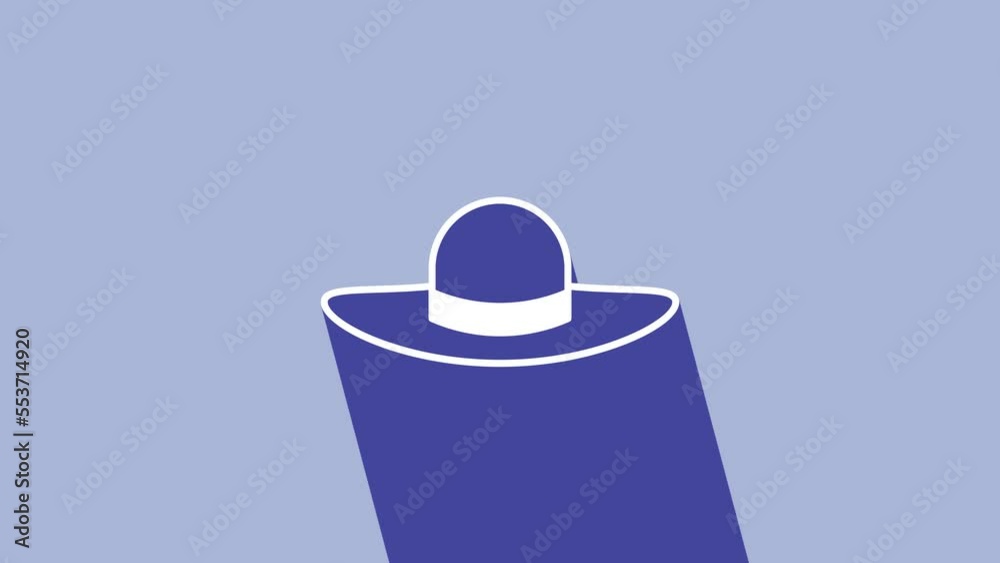White Elegant women hat icon isolated on purple background. 4K Video motion graphic animation White Elegant women hat icon isolated on purple background. 4K Video motion graphic animation