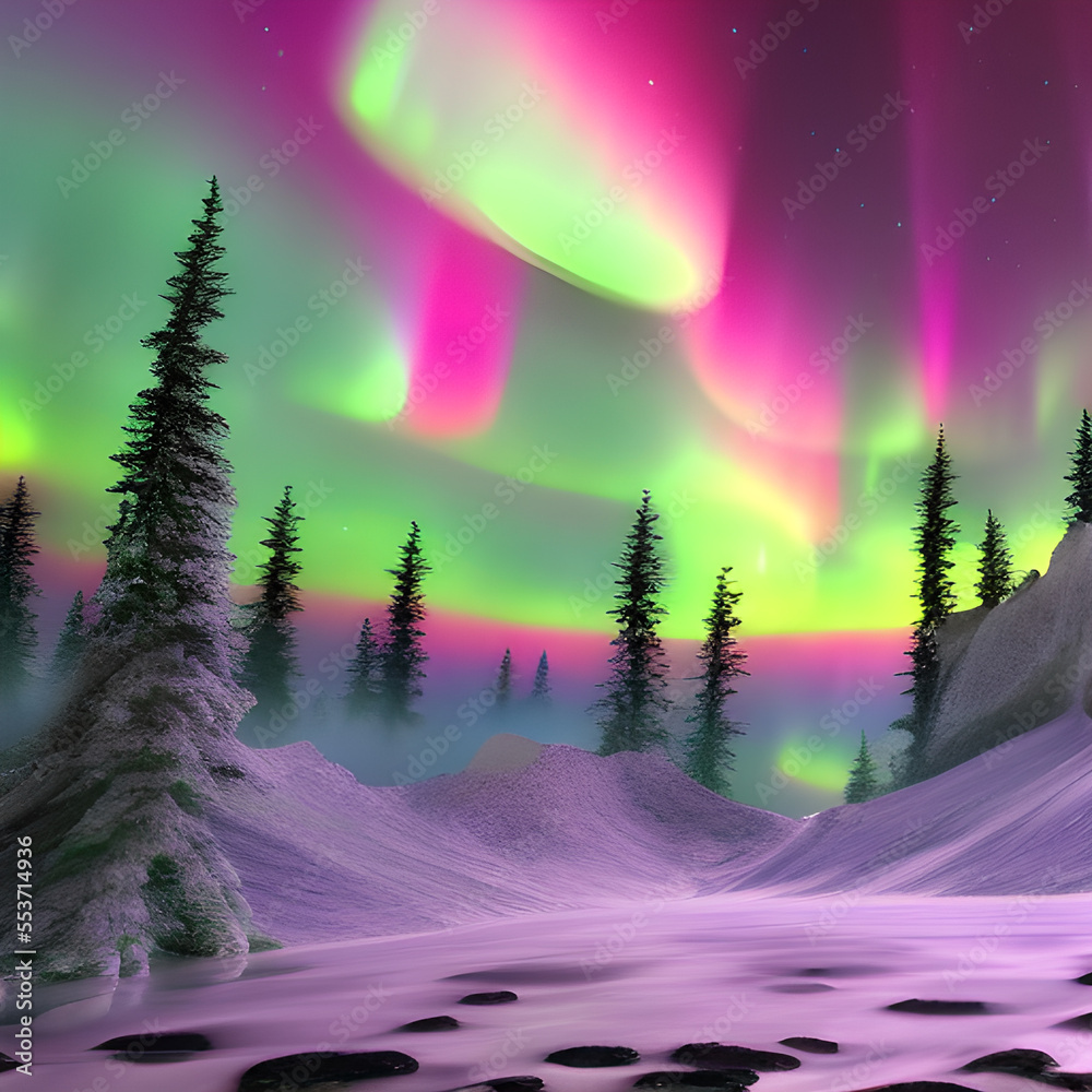 Aurora Background, Aurora Landscape Background, Northland Lights Background 