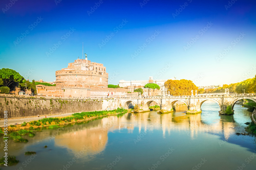 famous castle saint Angelo and bridge, Rome, Italy