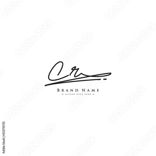 Initial Letter CR Vector Logo Template in handwritten Signature Style