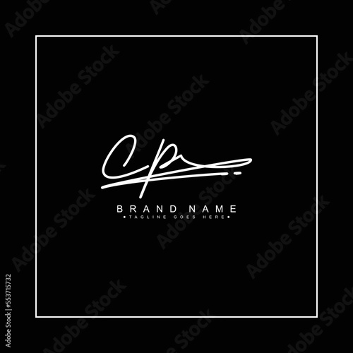 CP Signature Logo - Handwritten Vector Logo Template for CP Alphabet