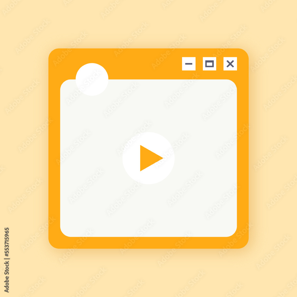 Square video player for social media application interface. Short video mockup in flat design style. Square video player for social media application interface. Short video mockup in flat design style.