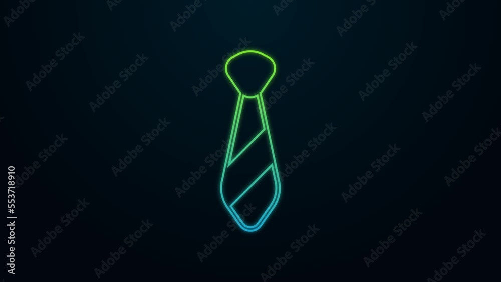 Glowing neon line Tie icon isolated on black background. Necktie and neckcloth symbol. 4K Video motion graphic animation Glowing neon line Tie icon isolated on black background. Necktie and neckcloth symbol. 4K Video motion graphic animation