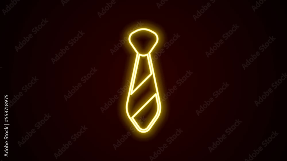 Glowing neon line Tie icon isolated on black background. Necktie and neckcloth symbol. 4K Video motion graphic animation Glowing neon line Tie icon isolated on black background. Necktie and neckcloth symbol. 4K Video motion graphic animation