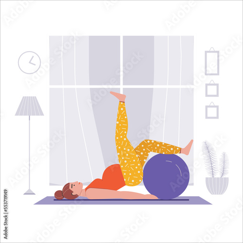 Pregnant Woman Doing Fitness Exercises on Fitball