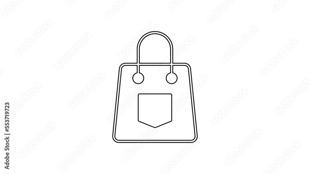 Black line Handbag icon isolated on white background. Female handbag sign. Glamour casual baggage symbol. 4K Video motion graphic animation Black line Handbag icon isolated on white background. Female handbag sign. Glamour casual baggage symbol. 4K Video motion graphic animation