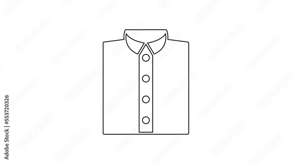 Black line Shirt icon isolated on white background. T-shirt. 4K Video motion graphic animation Black line Shirt icon isolated on white background. T-shirt. 4K Video motion graphic animation