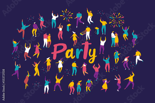 Dancing  people, party flat  illustration © Oksana
