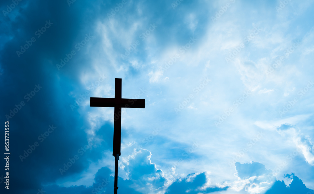 A cross under the blue sky