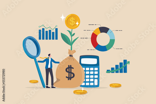 Financial management, planning and control financial resources to maximize profit and revenue, capital, credit and cash management concept, businessman analyze financial resource with growth profit.