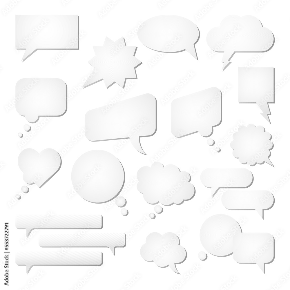 Flat speech bubble set. Talk bubble. Cloud speech bubbles collection. Vector illustration isolated on the white background